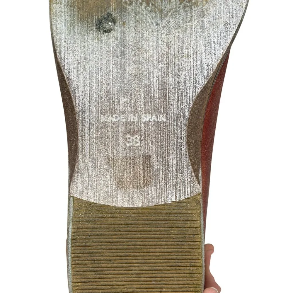 Free People Royale D’Orsay Brown Leather Flat Shoes EU 38 US 7.5 Made in Spain - Picture 6 of 10
